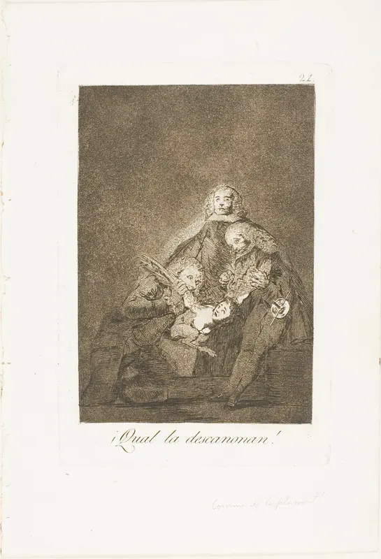 How they Pluck Her, plate 21 from Los Caprichos