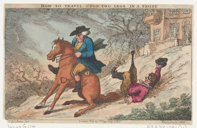 How to Travel Upon Two Legs in a Frost Wall Art by Thomas Rowlandson - High-Resolution Digital Print