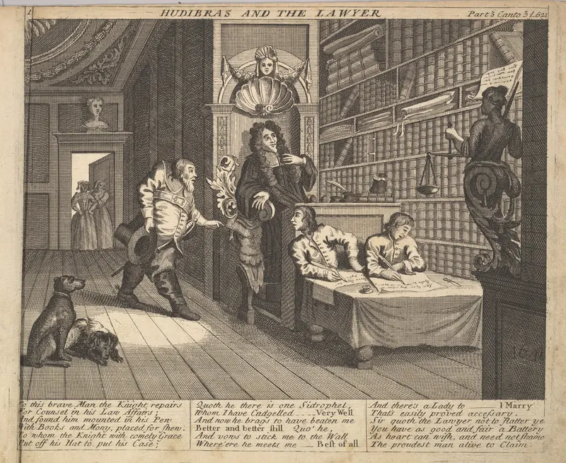 Hudibras and the Lawyer (Plate 12: Illustrations to Samuel Butler's Hudibras) Wall Art by William Hogarth - High-Resolution Digital Print