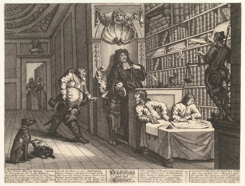 Hudibras and the Lawyer (Twelve Large Illustrations for Samuel Butler's Hudibras, Plate 12) Wall Art by William Hogarth - High-Resolution Digital Print