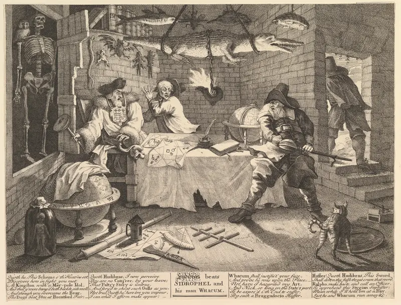 Hudibras beats Sidrophel and his man Whacum (Twelve Large Illustrations for Samuel Butler's Hudibras, Plate 8) Wall Art by William Hogarth - High-Resolution Digital Print