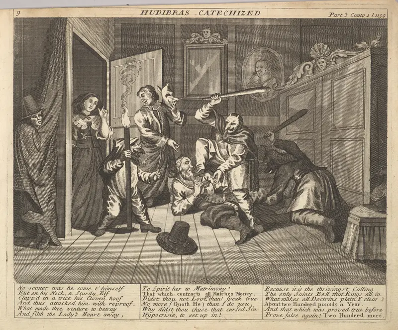 Hudibras Catechized (Plate 9: Illustrations to Samuel Butler's Hudibras) Wall Art by William Hogarth - High-Resolution Digital Print