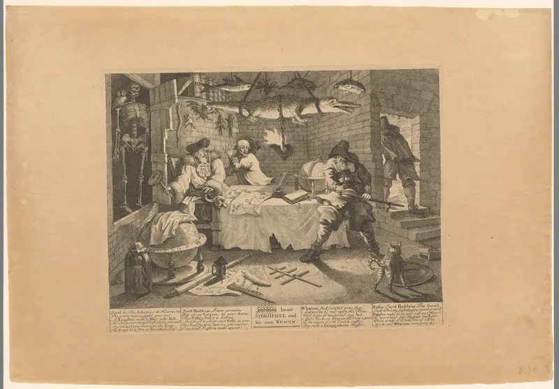 Hudibras confronteert apotheker Sidrophel Wall Art by Samuel Butler - High-Resolution Digital Print