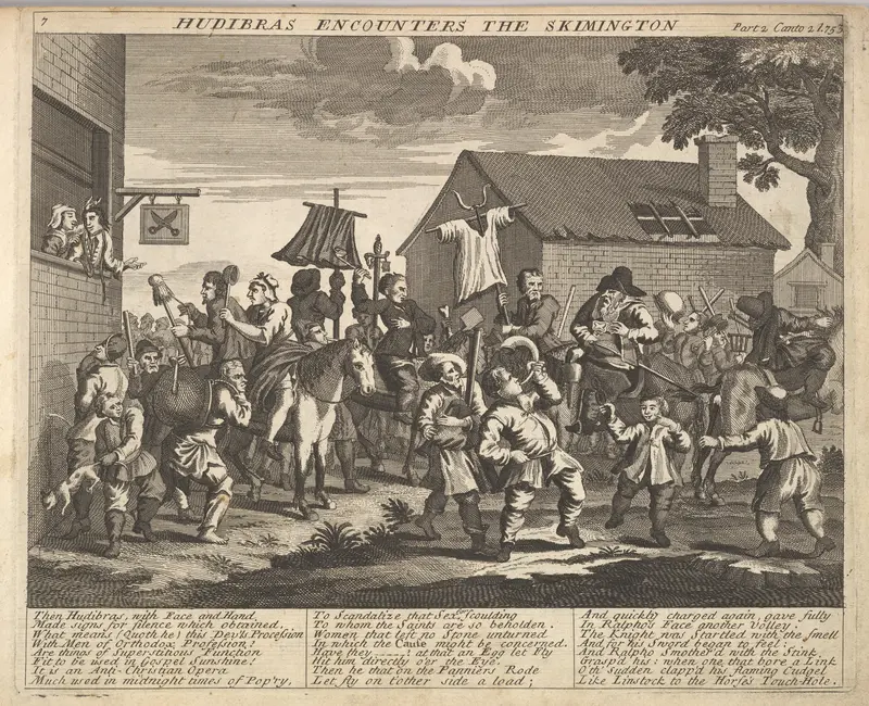 Hudibras Encounters the Skimmington (Plate 7: Illustrations to Samuel Butler's Hudibras) Wall Art by William Hogarth - High-Resolution Digital Print