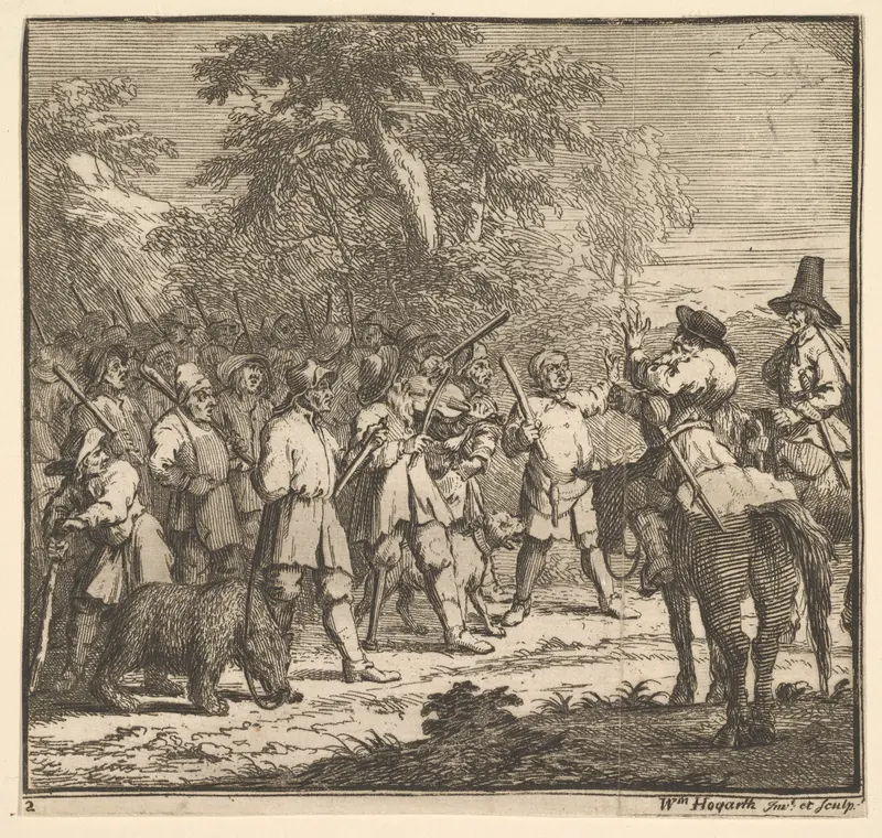 Hudibras First Adventure (Seventeen Small Illustrations for Samuel Butler's Hudibras, no. 2) Wall Art by William Hogarth - High-Resolution Digital Print
