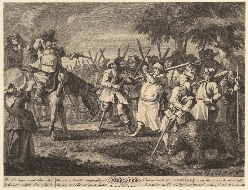 Hudibras' First Adventure (Twelve Large Illustrations for Samuel Butler's Hudibras, Plate 3) Wall Art by William Hogarth - High-Resolution Digital Print