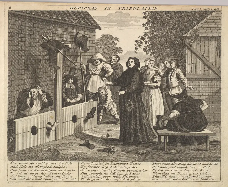 Hudibras in Tribulation (Plate 6: Illustrations to Samuel Butler's Hudibras) Wall Art by William Hogarth - High-Resolution Digital Print