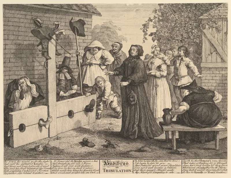 Hudibras in Tribulation (Twelve Large Illustrations for Saumel Butler's Hudibras, Plate 6) Wall Art by William Hogarth - High-Resolution Digital Print