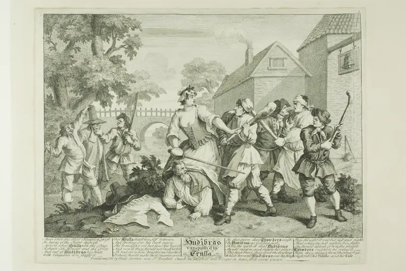 Hudibras Vanquished by Trulla, plate five from Hudibras Wall Art by William Hogarth - High-Resolution Digital Print