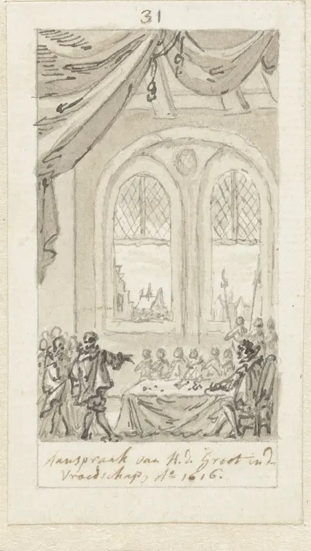Hugo de Groot pleit in de Amsterdamse vroedschap voor tolerantie, 1616 Wall Art by Simon Fokke - High-Resolution Digital Print