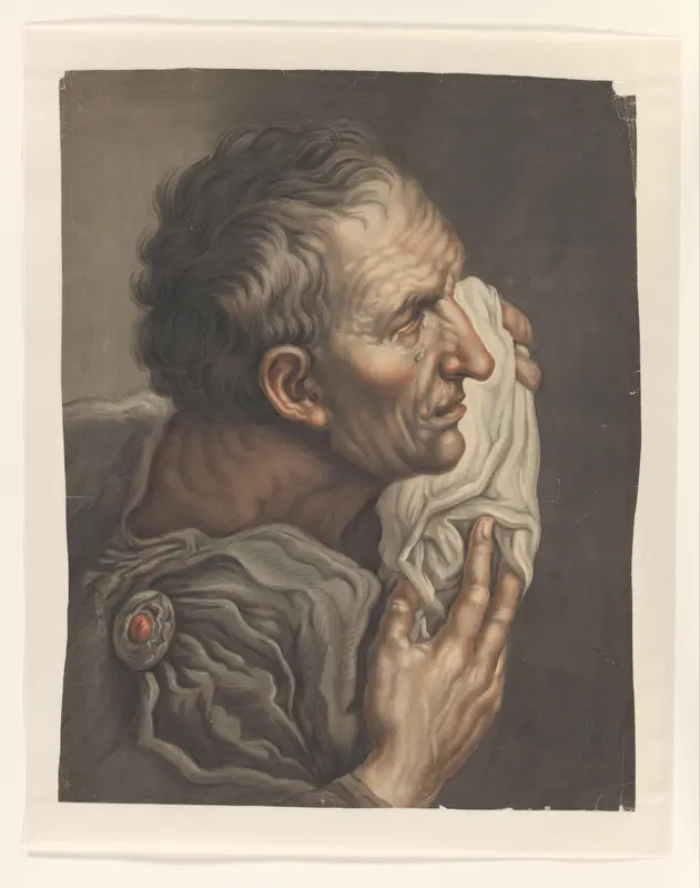 Huilende man met doek, naar rechts Wall Art by S.A. van der Heim - High-Resolution Digital Print