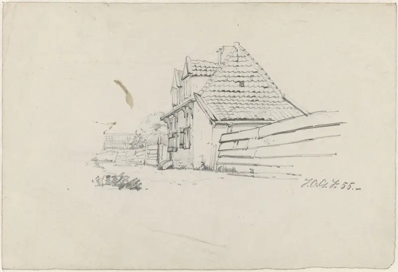 Huis aan een weg met schutting Wall Art by Johan Conrad Greive - High-Resolution Digital Print