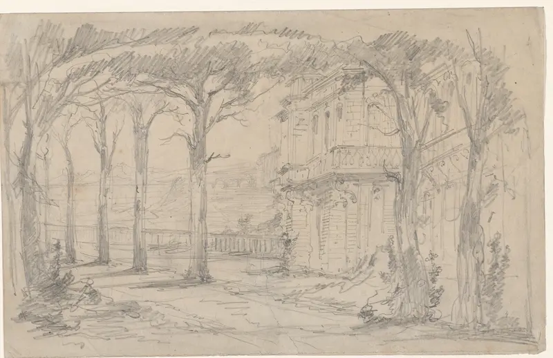 Huis achter een laan met bomen Wall Art by Maxime François Antoine Lalanne - High-Resolution Digital Print