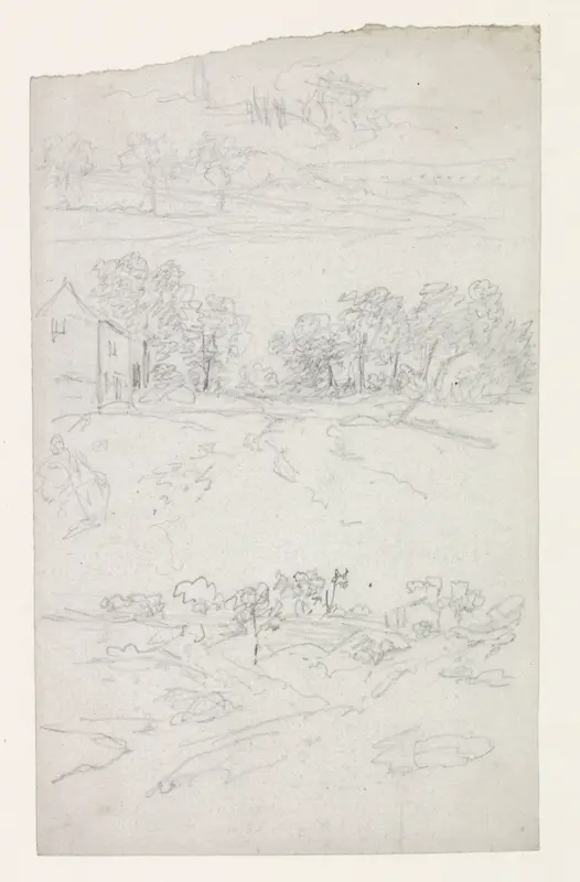 Huis bij een weg met bomen Wall Art by Georges Michel - High-Resolution Digital Print