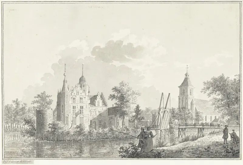 Huis en kerk te Oosterwijk Wall Art by Paulus van Liender - High-Resolution Digital Print