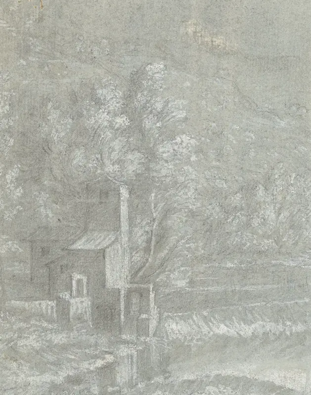 Huis in een berglandschap Wall Art by Unknown - High-Resolution Digital Print