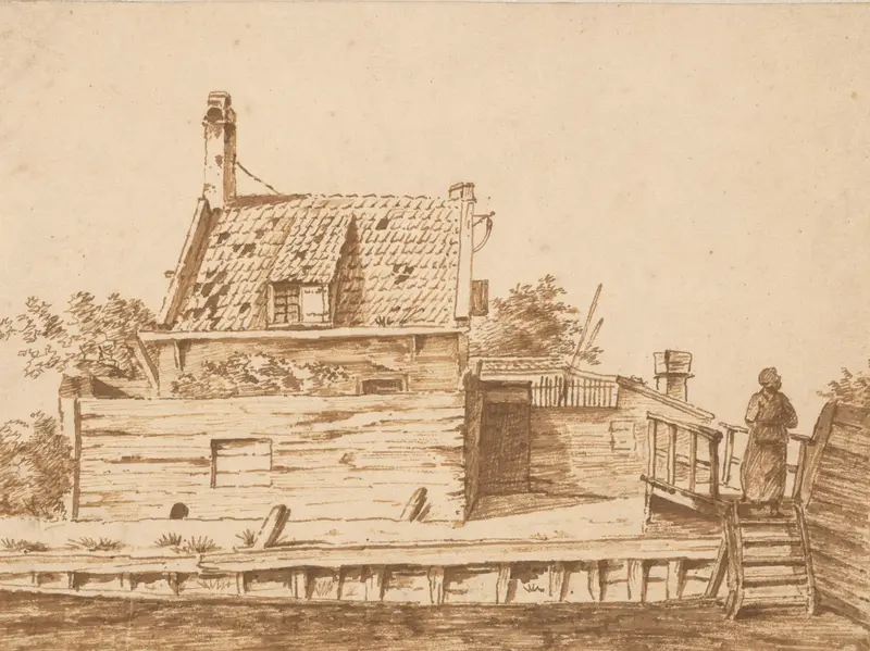 Huis met houten omheining aan het water Wall Art by Unknown - High-Resolution Digital Print
