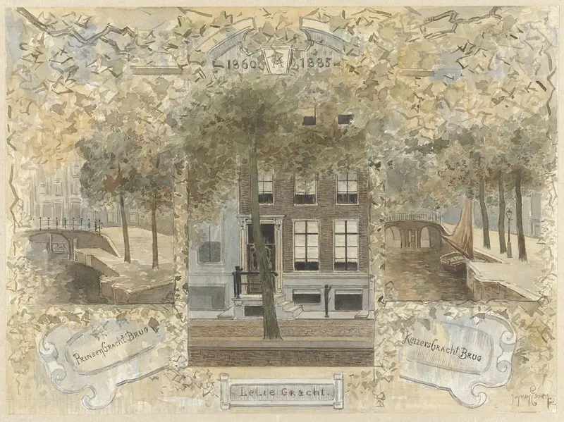 Huis op de Leliegracht, geflankeerd door de bruggen over de Prinsengracht en de Keizersgracht Wall Art by Jan van Essen - High-Resolution Digital Print