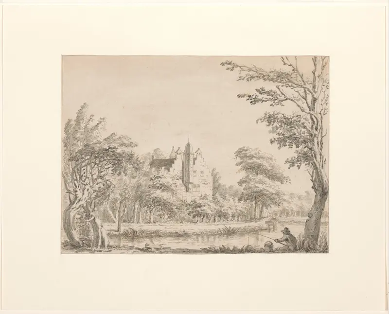 Huis Oudaan met op de voorgrond een hengelaar Wall Art by Jacob Ernst Marcus - High-Resolution Digital Print