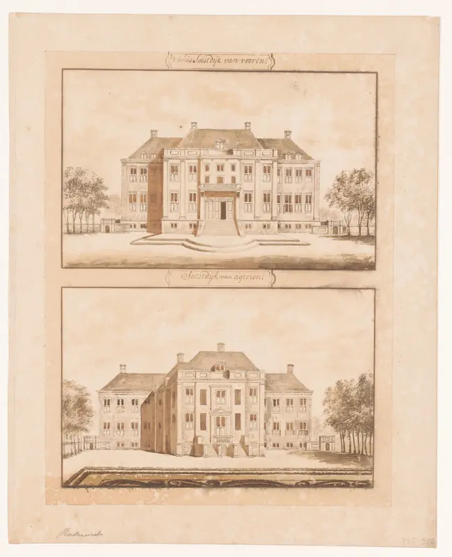 Huis Soestdijk, van voren en van achteren gezien Wall Art by Abraham Rademaker - High-Resolution Digital Print
