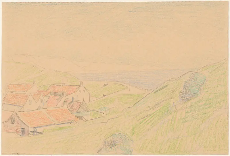 Huisjes te Zoutelande, met uitzicht op duinen en zee Wall Art by Ferdinand Hart Nibbrig - High-Resolution Digital Print