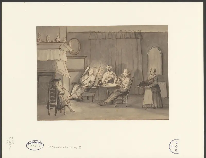 Huiskamer met visite Wall Art by anonymous - High-Resolution Digital Print