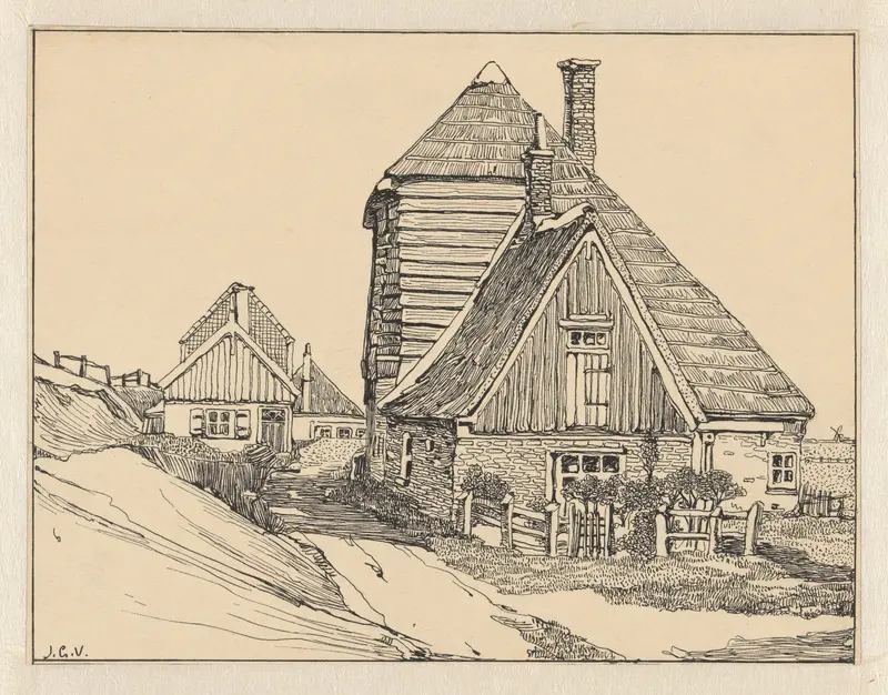 Huizen aan de Slaperdijk te Hargen Wall Art by Unknown - High-Resolution Digital Print
