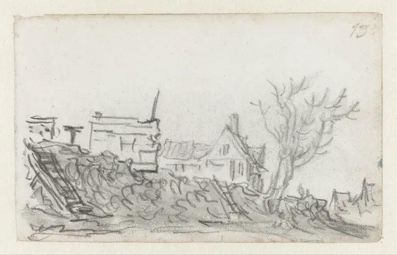 Huizen aan een dijk bij Houtwael Wall Art by Jan van Goyen - High-Resolution Digital Print