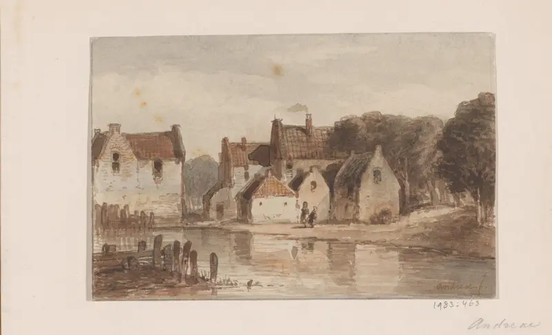 Huizen aan een vaart Wall Art by Unknown - High-Resolution Digital Print