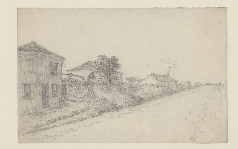 Huizen in een hoge weggekant Wall Art by Georges Michel - High-Resolution Digital Print