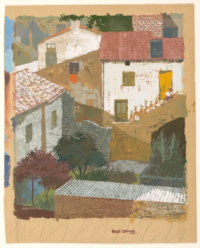 Huizen in een zuidelijk dorp Wall Art by Unknown - High-Resolution Digital Print
