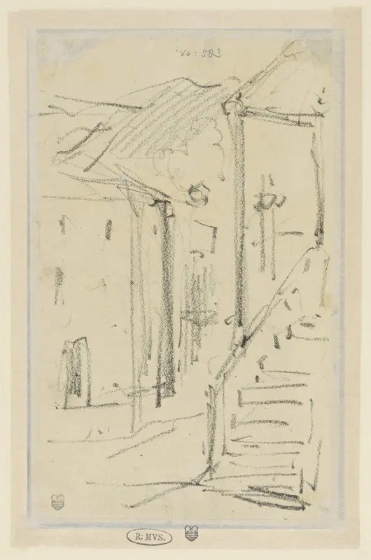Huizen met trap Wall Art by Denis Auguste Marie Raffet - High-Resolution Digital Print