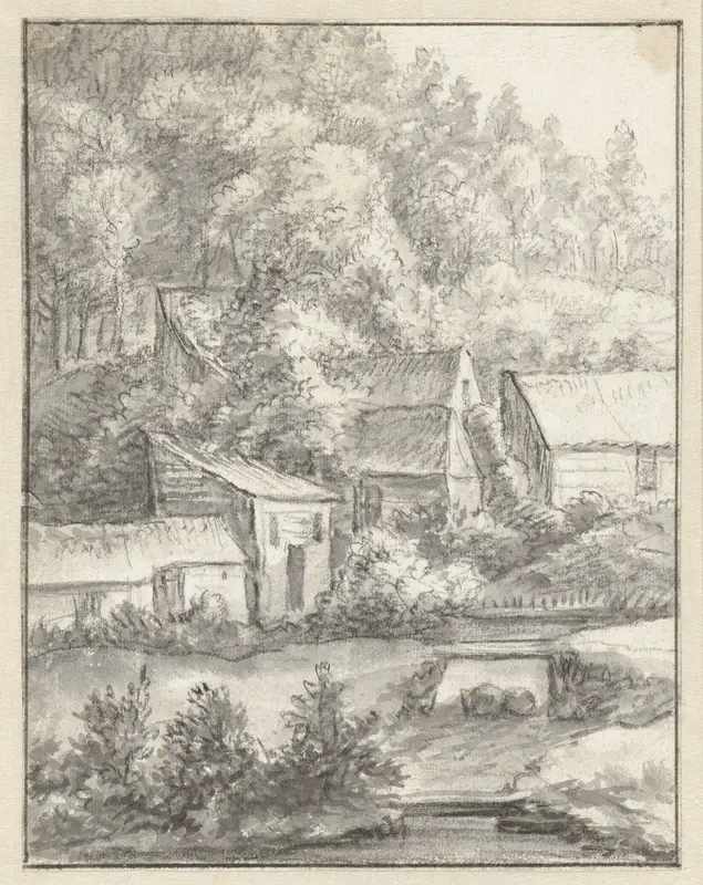 Huizen op een beboste heuvel Wall Art by Anthonie Waterloo - High-Resolution Digital Print