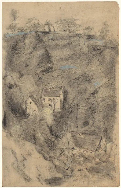 Huizen tegen een berg bij Dresden (Wachwitz?) Wall Art by Theo Nieuwenhuis - High-Resolution Digital Print