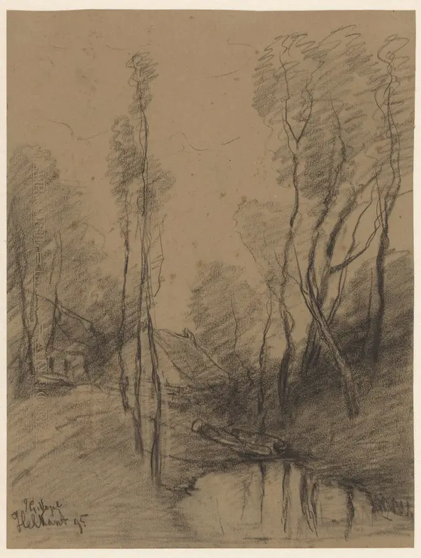 Huizen tussen berkenbomen in Helkant Wall Art by Unknown - High-Resolution Digital Print