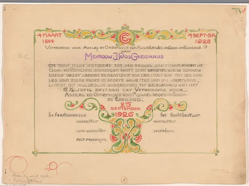Huldeblijk aan mevrouw J. Pos-Greidanus Wall Art by Reinier Willem Petrus de Vries (1874-1953) - High-Resolution Digital Print