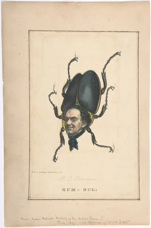 Hum-Bug (P. T. Barnum), from "The Comic Natural History of the Human Race" Wall Art by Henry Louis Stephens - High-Resolution Digital Print