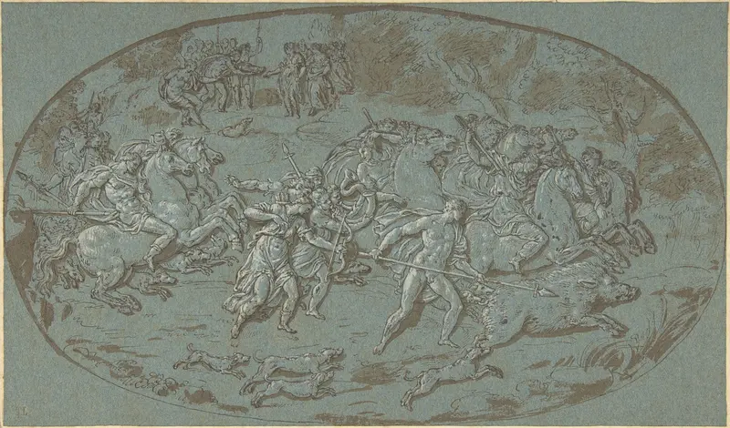 Hunt of the Calydonian Boar Wall Art by Bernard Picart - High-Resolution Digital Print