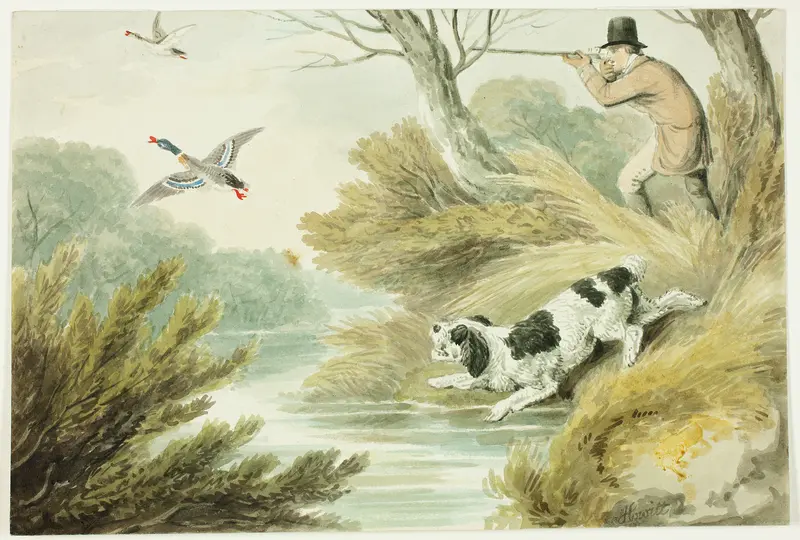 Hunter with Retriever Wall Art by Samuel Howett - High-Resolution Digital Print