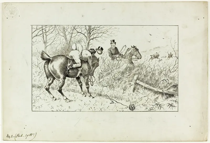 Hunting Scene: Horse and Thrown Rider Wall Art by Francis Arthur Fraser - High-Resolution Digital Print