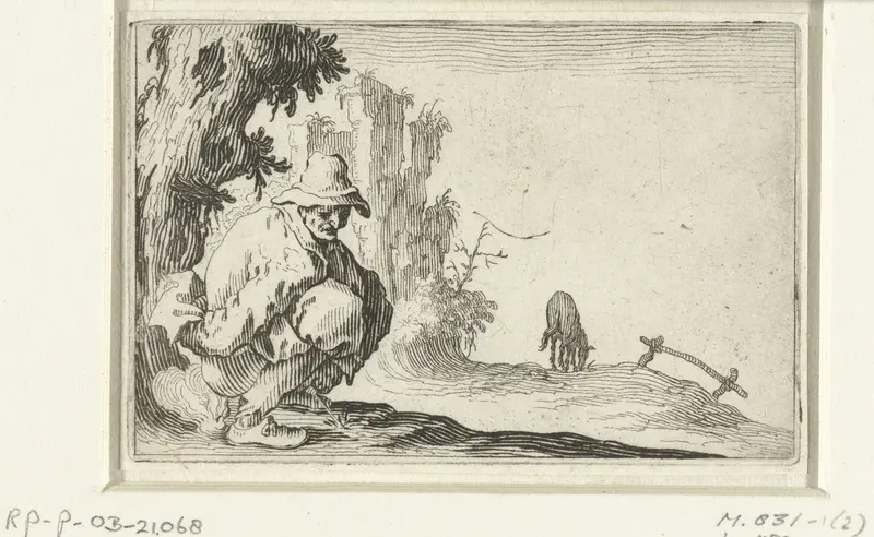 Hurkende man Wall Art by Jacques Callot - High-Resolution Digital Print