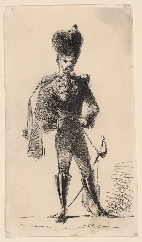 Hussar (recto) Man with a Top Hat and Bandaged Head (verso)