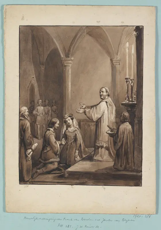 Huwelijk van Jacoba van Beieren en Frank van Borselen Wall Art by Johann Wilhelm Kaiser (I) - High-Resolution Digital Print