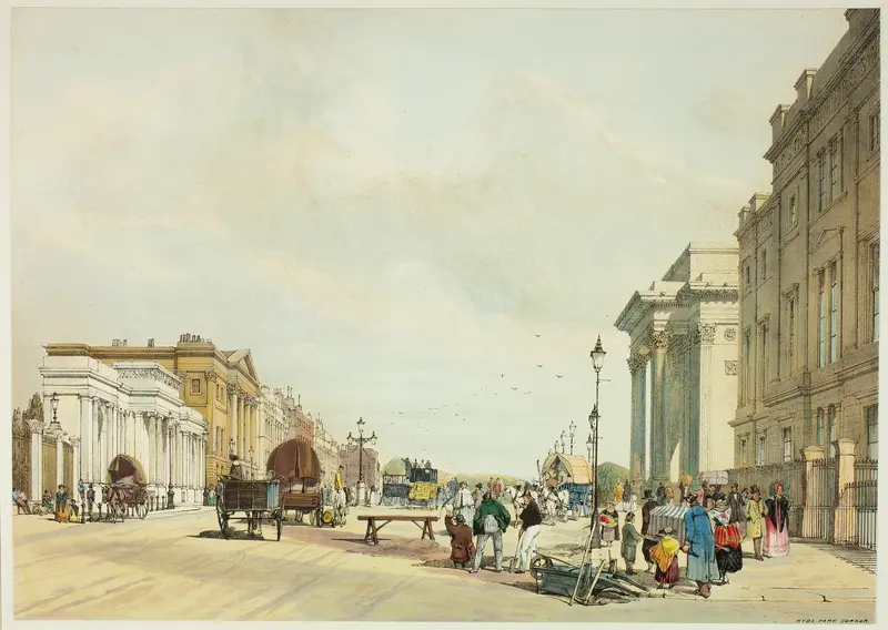 Hyde Park Corner, plate fifteen from Original Views of London as It Is Wall Art by Thomas Shotter Boys - High-Resolution Digital Print