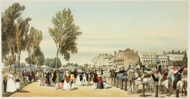 Hyde Park Near Crosvenor Gate, plate sixteen from Original Views of London as It Is Wall Art by Thomas Shotter Boys - High-Resolution Digital Print