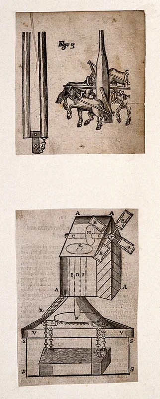 Hydraulics: two devices Wall Art by Isaac de Caus - High-Resolution Digital Print