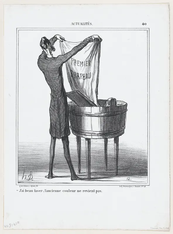 I can wash as much as I want, the old color won't come back, from 'News of the day,' published in "Le Charivari" Wall Art by Honoré Daumier - High-Resolution Digital Print