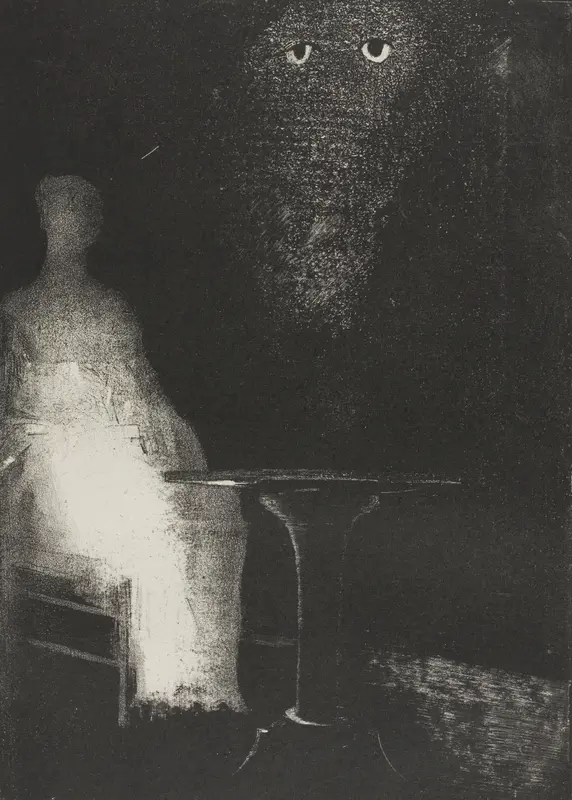 I Continued to Gaze on the Chair, and Fancied I saw on It a Pale Blue Misty Outline of a Human Figure, plate 1 of 6