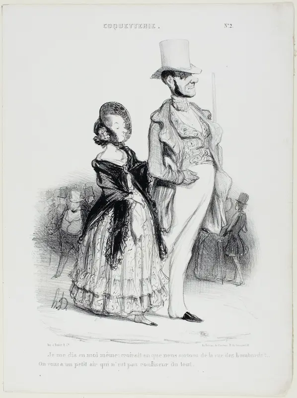 “I say to myself: would anybody imagine that we are coming from the Rue des Lombards?... We really don't look like confectioners at all,” plate 2 from Coquetry