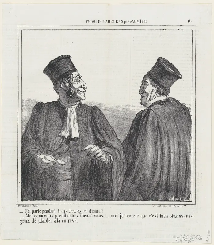 I spoke continuously for three and a half hours, from 'Parisian sketches,' published in Le Charivari, December 2, 1865 Wall Art by Honoré Daumier - High-Resolution Digital Print